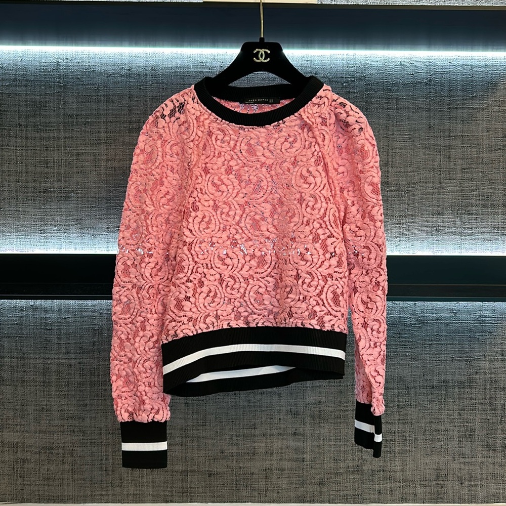 Zara Pink Floral Sweatshirt, Size Xs